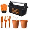 Black & Decker Open Garden Toolbox Complete with Eight Piece Garden Tools Set for Kids view 1