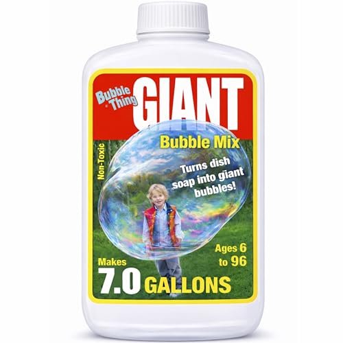 BUBBLETHING Original Giant Bubble Mix Refill  Makes 7 Gallons Professional Bubble Solution, Blows Huge Bubbles, Easy & Safe for Kids, Outdoor Family Fun, Refills Giant Bubble Wands, Small Ones Too