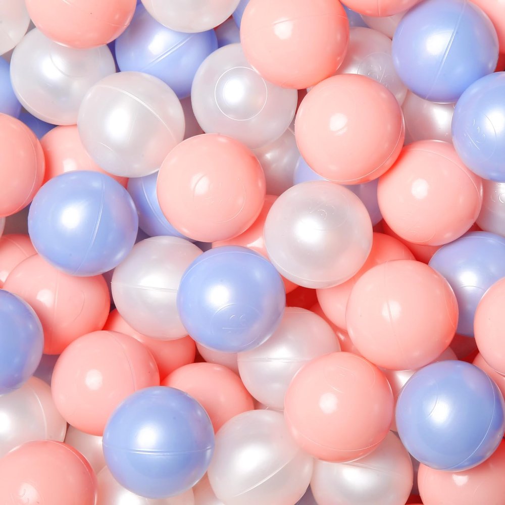 GOGOSO Ball Pit Balls for Toddlers Kids Plastic Balls for Ball-Pit Playpen Pool Baby Play Pastel BPA-Free Non Toxic Play Pastel Crush Proof Bal Pearl Blue Pink White 100pcs