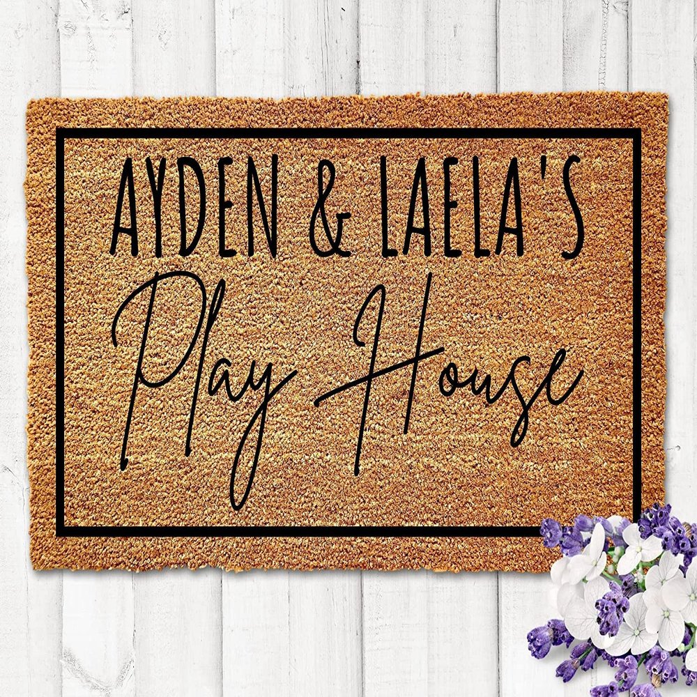 Kids Playhouse Doormat, Kids Doormat, Play House Doormat, Personalized Play House Doormat, Playhouse Doormat for Kids 30x18 Inch