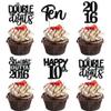 30PCS Black 10th Birthday Cupcake Toppers Glitter Ten Happy 10 Straight Outta 2016 Cupcake Picks for Cheers to 10 Years 10th Birthday Wedding Anniversary Party Cake Decorations Supplies view 1