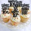 30PCS Black 10th Birthday Cupcake Toppers Glitter Ten Happy 10 Straight Outta 2016 Cupcake Picks for Cheers to 10 Years 10th Birthday Wedding Anniversary Party Cake Decorations Supplies view 4