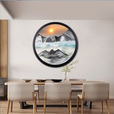 AECEVAN Sand Art Liquid Motion, 17.3'' Moving Sand Art Decor 360 Rotating Deep Sea Sandscape 3D Round Glass Frame Display Flowing Sand Relaxing Toys for Home Office Work Decor