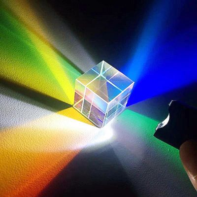 OPLISTE 2023 New Magic Prism Cube, Mini K9 Crystal Glass Prism Cube, Rainbow Color Prism Cubes Sun Catcher The Original Cube for Physics Teaching Art Decor Photography Props (G-2323mm)