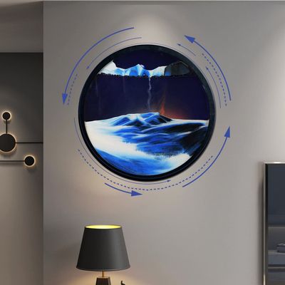 AECEVAN 24'' Moving Sand Art Decor, 360 Rotation Wall Art Sculpture Decoration 3D Sand Art Liquid Motion Sand Painting Art Living Room Home Office Decoration for Art Gallery Decor