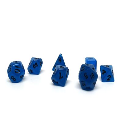 10mm Mini Polyhedral Dice Collection - Includes one D20, D12, D10, D8, D6, D4, and D00 (Deep Blue)