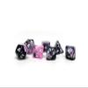 10mm Mini Polyhedral Dice Collection - Includes one D20, D12, D10, D8, D6, D4, and D00 (Pink and Black Swirl) view 1