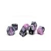 10mm Mini Polyhedral Dice Collection - Includes one D20, D12, D10, D8, D6, D4, and D00 (Pink and Black Swirl) view 2