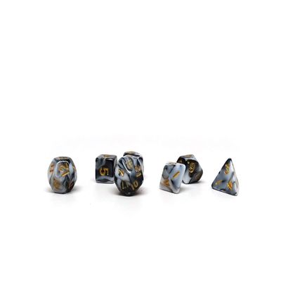 10mm Mini Polyhedral Dice Collection - Includes one D20, D12, D10, D8, D6, D4, and D00 (Marbled)