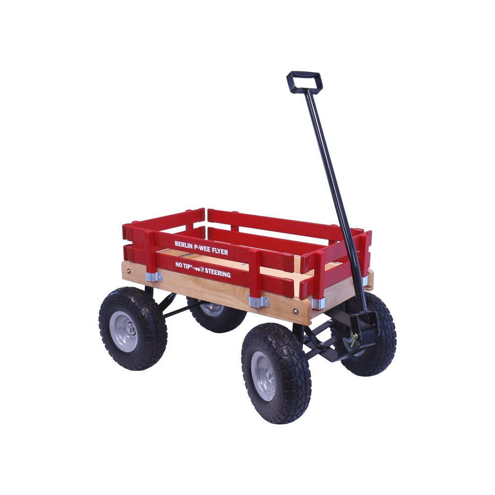 AmishToyBox Berlin Big-Foot Kid's Wagon - Perfect Wagon for Children and Toddlers - Amish Made in Ohio, USA - 10" No-Flat Tires (Red)