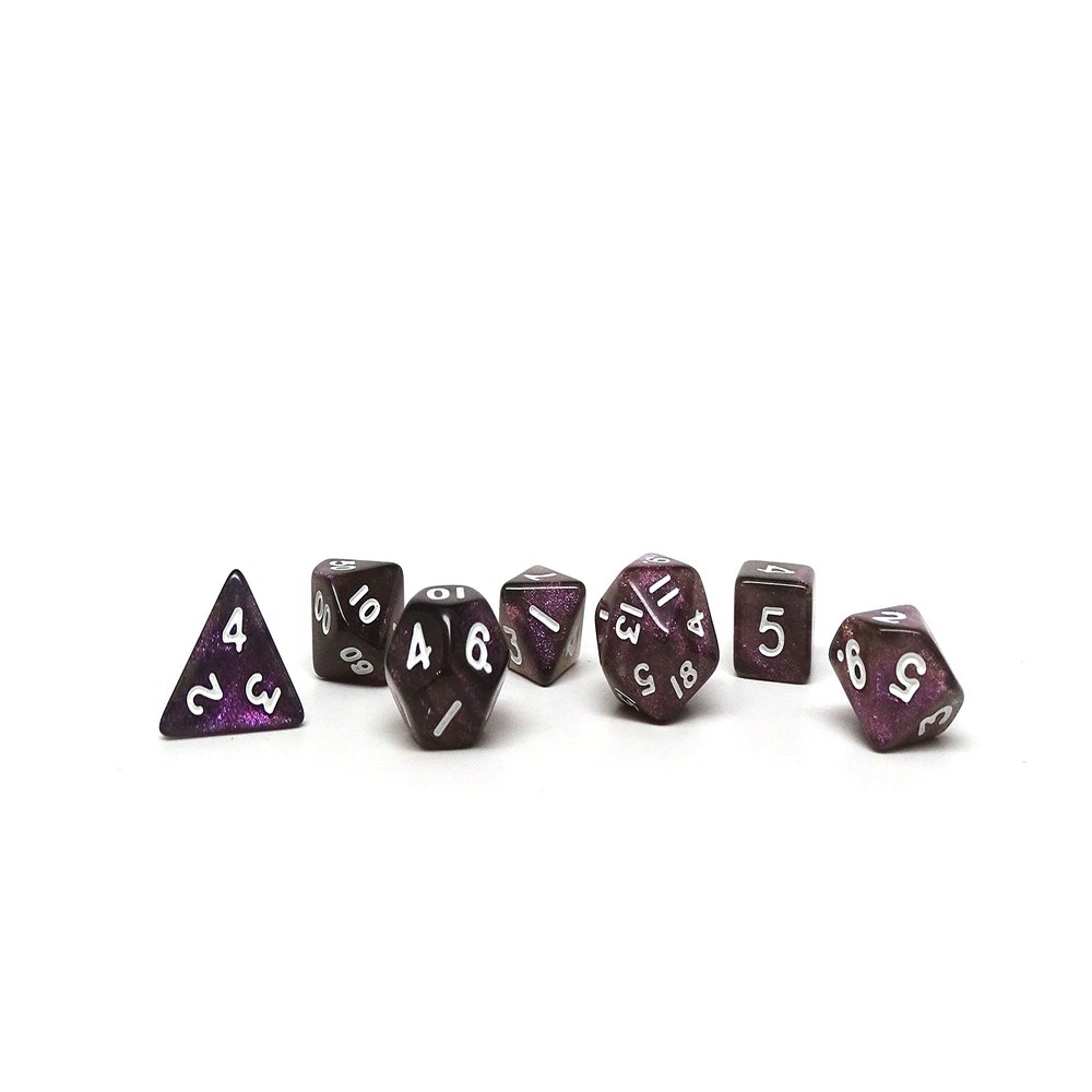 10mm Mini Polyhedral Dice Collection - Includes one D20, D12, D10, D8, D6, D4, and D00 (Wine)