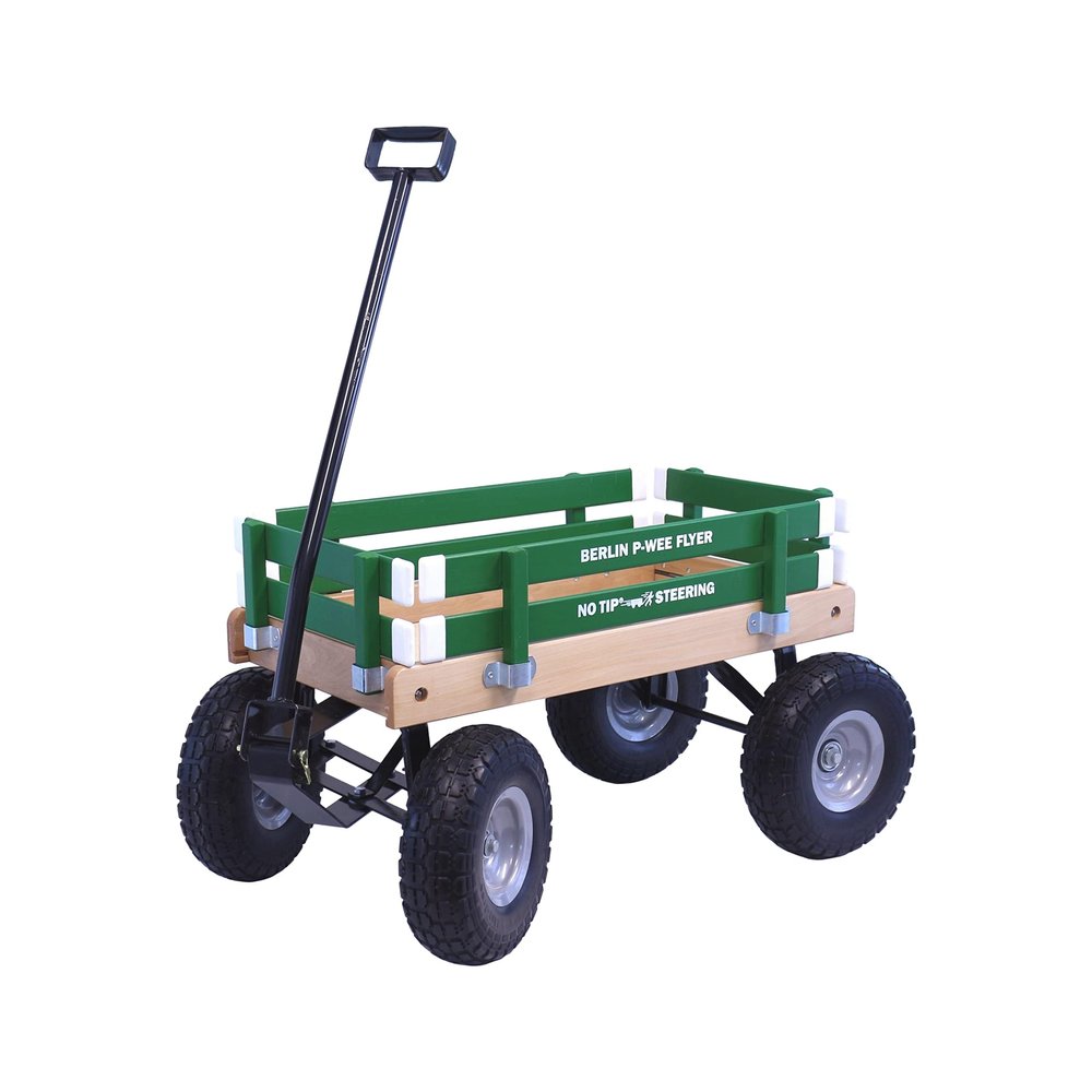 AmishToyBox Berlin Big-Foot Kid's Wagon - Perfect Wagon for Children and Toddlers - Amish Made in Ohio, USA - 10" No-Flat Tires (Emerald Green)