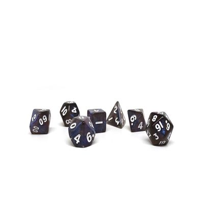 10mm Mini Polyhedral Dice Collection - Includes one D20, D12, D10, D8, D6, D4, and D00 (Blue Dust)