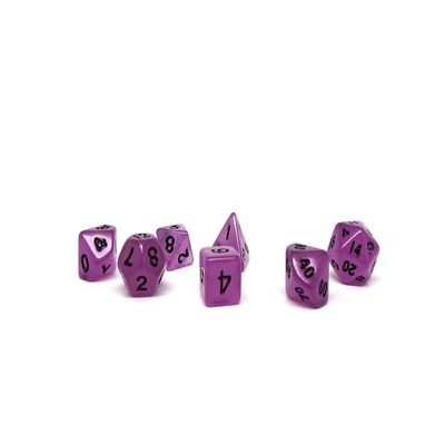 10mm Mini Polyhedral Dice Collection - Includes one D20, D12, D10, D8, D6, D4, and D00 (Poison Purple)