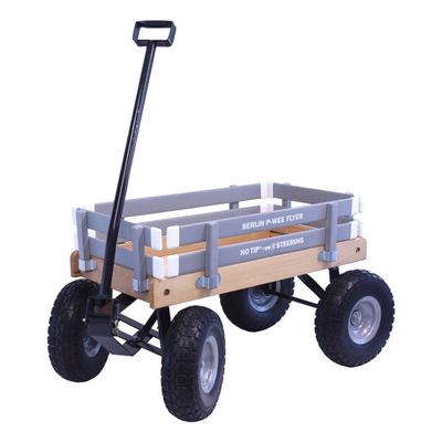 AmishToyBox Berlin Big-Foot Kid's Wagon - Perfect Wagon for Children and Toddlers - Amish Made in Ohio, USA - 10" No-Flat Tires (Gray)