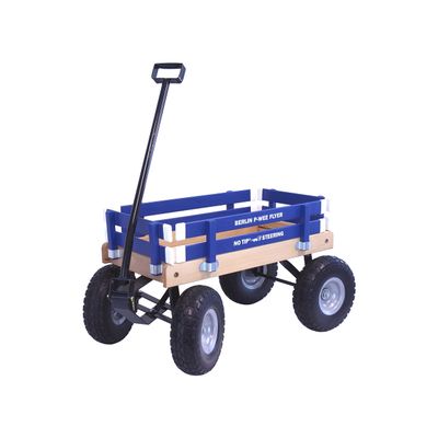 AmishToyBox Berlin Big-Foot Kid's Wagon - Perfect Wagon for Children and Toddlers - Amish Made in Ohio, USA - 10" No-Flat Tires (Blue)