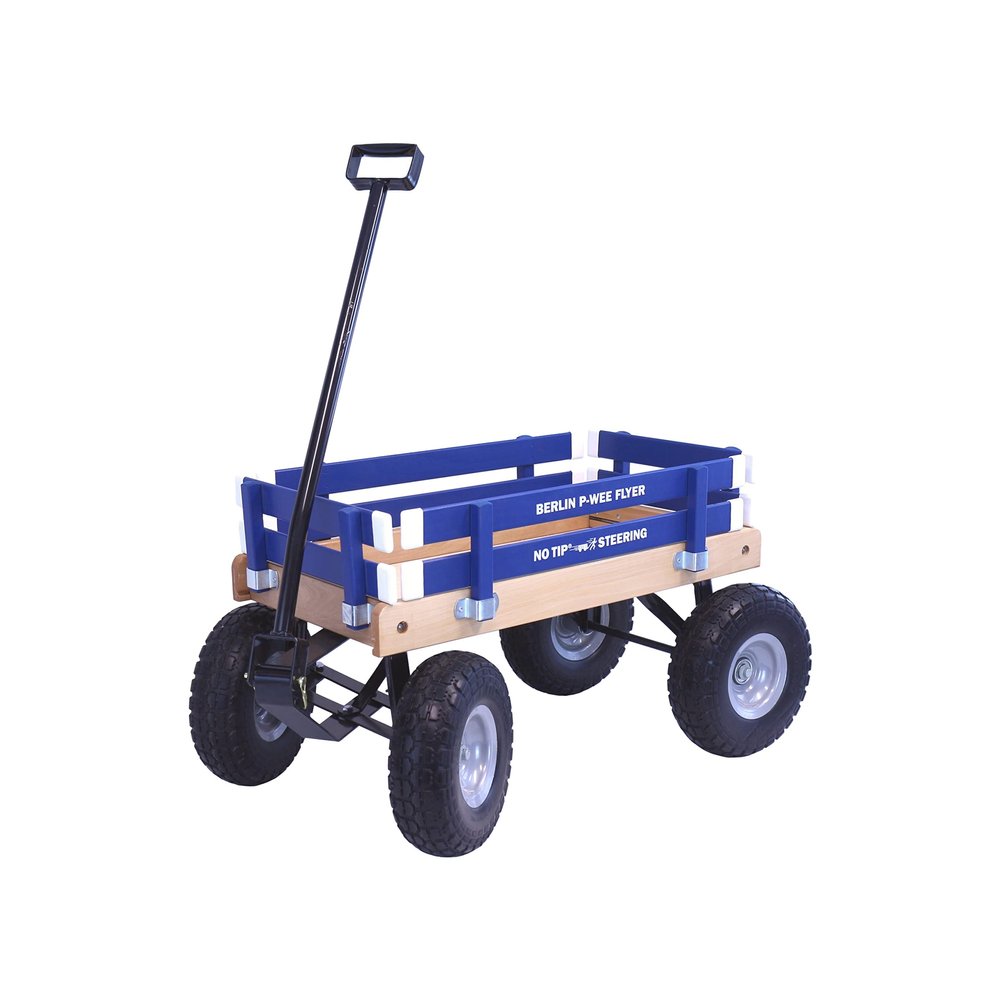 AmishToyBox Berlin Big-Foot Kid's Wagon - Perfect Wagon for Children and Toddlers - Amish Made in Ohio, USA - 10" No-Flat Tires (Blue)