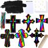 Winlyn 72 Sets 6 Styles Magic Color Scratch Cross Ornaments Craft Kits Rainbow Scratch Art Sets Scratch Paper Crosses with Scratching Tools for Kids Classroom VBS Sunday School Religious Activities view 1