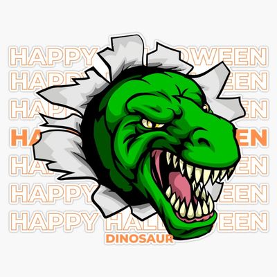 Happy Halloween Mummy Dinosaur Sticker Decal Size 5"