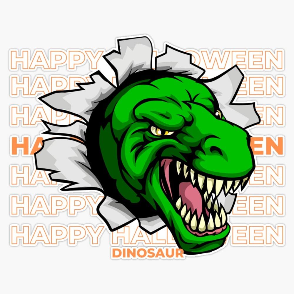 Happy Halloween Mummy Dinosaur Sticker Decal Size 5"