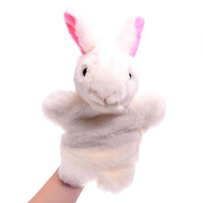 Bunny Hand Puppets Rabbit Plush Animal Toys for Imaginative Pretend Play Storytelling White
