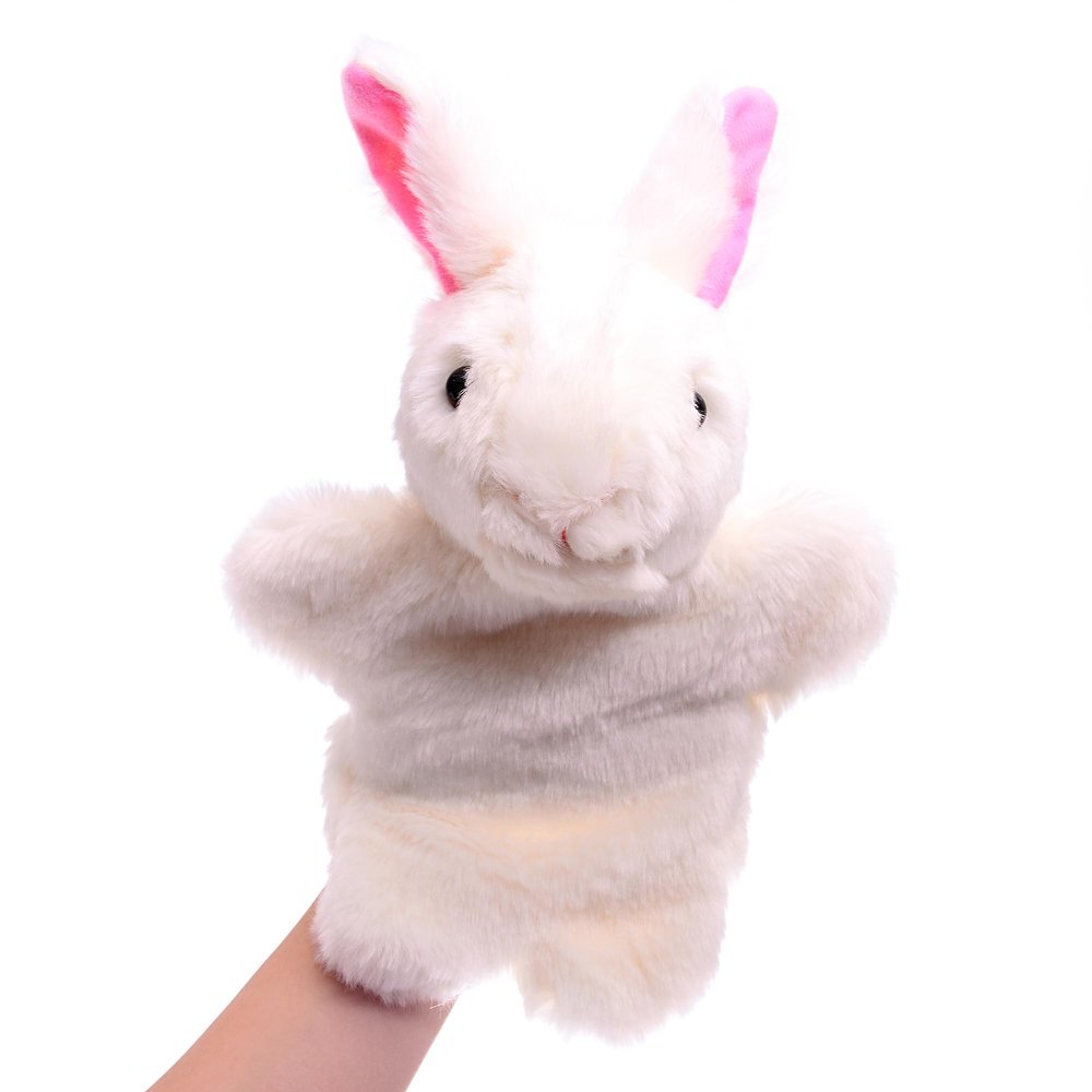 Bunny Hand Puppets Rabbit Plush Animal Toys for Imaginative Pretend Play Storytelling White