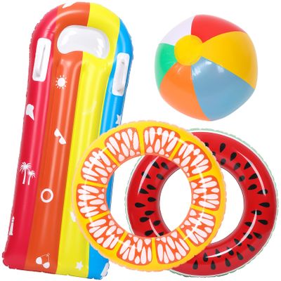 4 Pack Inflatable Pool Floats Fruit Tube Rings, Pool Floats for Kids Inflatable Swimming Rings, Pool Floats Toys, Beach Ball Summer Beach Water Float Party Toys for Kids River Raft Lounge Swim Tube 3+