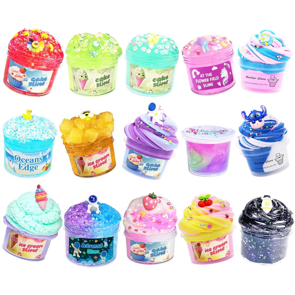 15 Packs Mixed Cloud Galaxy Butter Slime Kit,Non Sticky,Super Soft Sludge Toy,Birthday Gifts for Kids,Party Favor for Girls & Boys