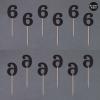 Gexolenu 24 PCS Black Double-sided 6th Birthday Cupcake Toppers, Glitter Age SIX Cake Picks Decor, Sixth Happy Birthday Party Decorations Baby Shower Anniversary Party Supplies view 4