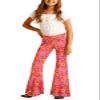 70s Hippie Pants for Girls Retro Stretchy Bell Bottom Pants Disco Cute Flare Yoga Pants 13-14 Years Pink view 1