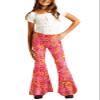 70s Hippie Pants for Girls Retro Stretchy Bell Bottom Pants Disco Cute Flare Yoga Pants 13-14 Years Pink view 2