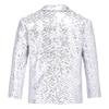 Agoky Kid Boys Shiny Sequin Gentlemen Suit Blazer One Button Jacket Coat Wedding Pageant Party Formal Tuxedo Clothes Silver 12 Years view 2
