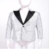 Agoky Kid Boys Shiny Sequin Gentlemen Suit Blazer One Button Jacket Coat Wedding Pageant Party Formal Tuxedo Clothes Silver 12 Years view 3