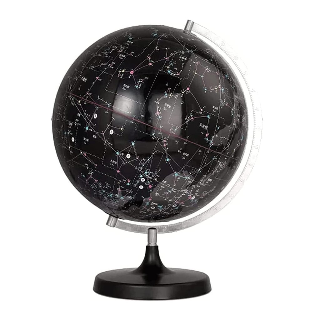 LIOONS Beautiful Globe Constellation Globe Lighting World Globe Fashion Black Globes for Home Office Study Decoration Globe Fine and Clear