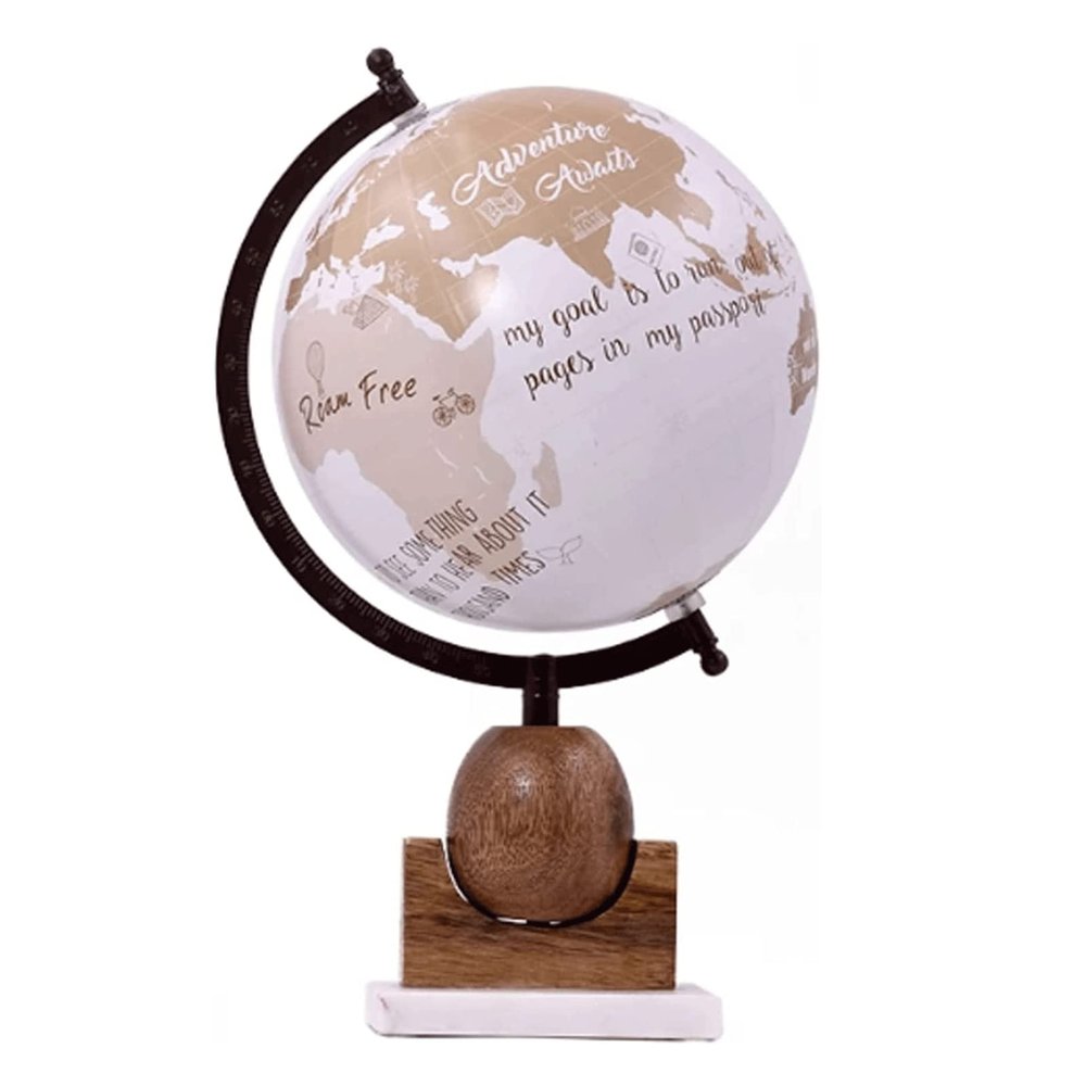 Beautiful Globe Globe American Tabletop World Globe Wooden Marble Base Globes Hd Printing Geographic Globes for Living Room Decoration Fine and Clear