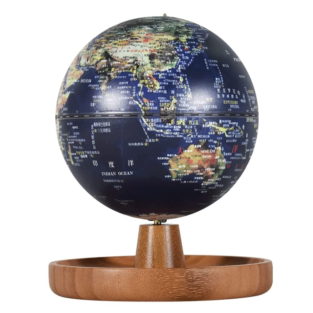 LIOONS Beautiful Globe Illuminated Globe 3 in 1 Globes with Bamboo Jewelry Tray World Globe for Learning Education Geographic Globes Fine and Clear