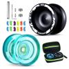 MAGICYOYO Professional Pack of 2 Yoyos V3+K2, Responsive Yo yo for Kids Beginner, Dual Purpose Trick Yo Yo with Unresponsive Yoyo Bearing for Adults/Advanced+Extra Case Bag + 12 Yo-yo Strings view 1