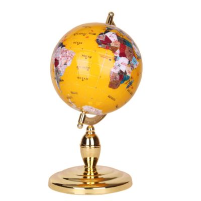 LIOONS Beautiful Globe 360Rotating Globe with Gold Aluminum Alloy Stand Globes Unique Art Gems World Globe Desktop Hd Geographic Globes Fine and Clear