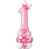 40 Inch Pink Number 1 Balloon for 1st Birthday Decorations Pastel Baby Pink Number One Foil Balloon Tower Giant Large Digit Hot Pink White Helium Balloons Stack for Girls First Anniversary Party view 1