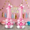 40 Inch Pink Number 1 Balloon for 1st Birthday Decorations Pastel Baby Pink Number One Foil Balloon Tower Giant Large Digit Hot Pink White Helium Balloons Stack for Girls First Anniversary Party view 4