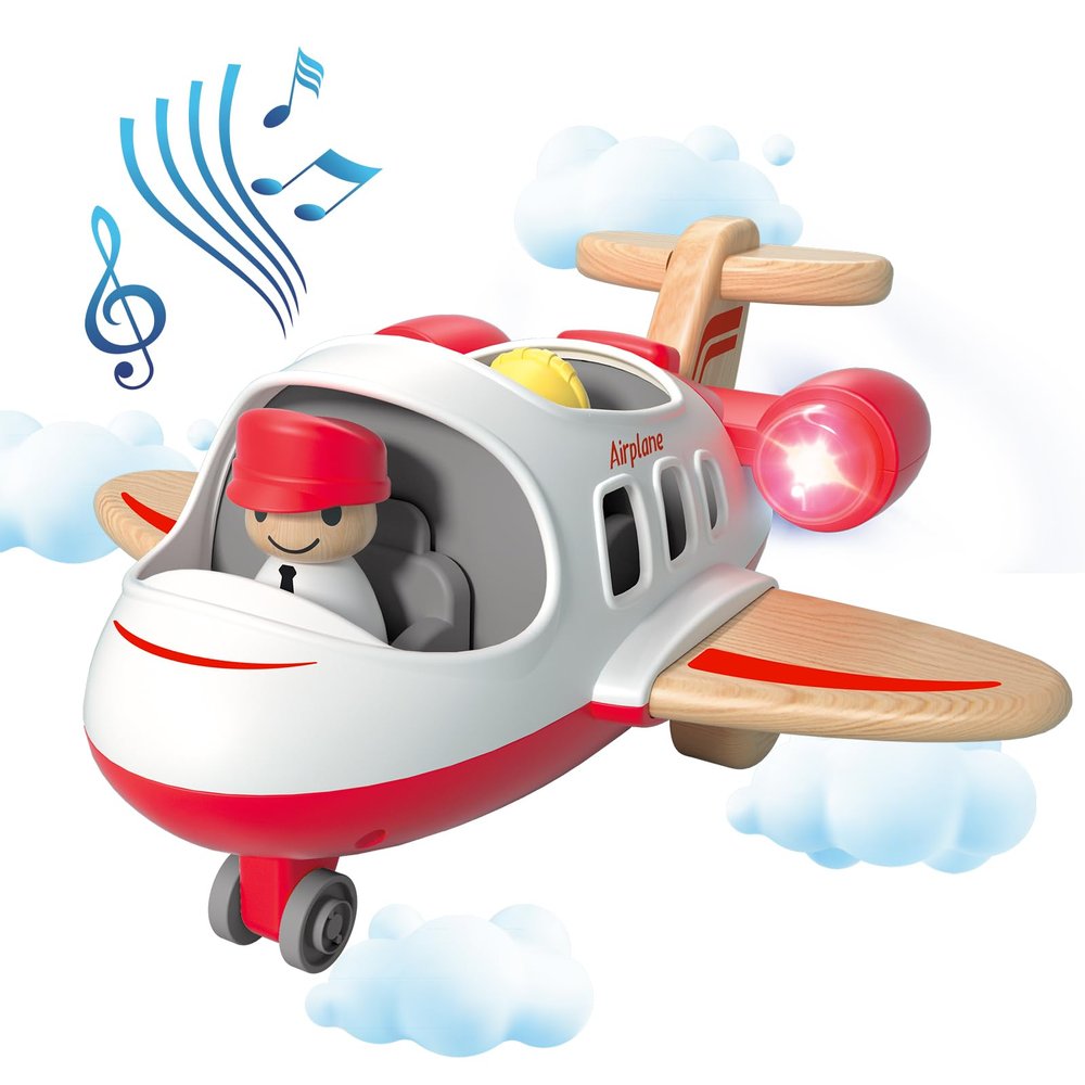Airplane Toys for Toddlers 1-3, Toys Planes Toys with Sound and Light, Mini Airliner Toys for Introducing Aeronautical Knowledge, Car Toys for 18 Months, 2 3 4 5 Years Old Kids Boys Gift