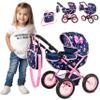 Adjustable Baby Doll Stroller Toy with Foldable Hood | Lightweight Design for Dolls Up to 16 Inches | Quiet Foam Wheels, Machine-Washable Bassinet Pram, Indoor and Outdoor Play, Model KP0262I view 1