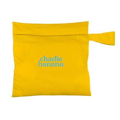 CHARLIE BANANA Waterproof and Washable Reusable Tote Bag for Diapers and Swimwear, Yellow