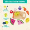 B. toys  Chop 'n' Play  Wooden Fruits & Veggies  Pretend Play Playset  Sliceable Play Food for Toddlers, Kids  Play Knife & Cutting Board  2+ Years view 4