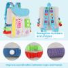 Busy Board - Toddler Backpack with Buckles and Learning Activity Toys - Develop Fine Motor Skills and Basic Life Skills - Learn to Tie Shoes - Children's Travel Toy (Grey) view 2