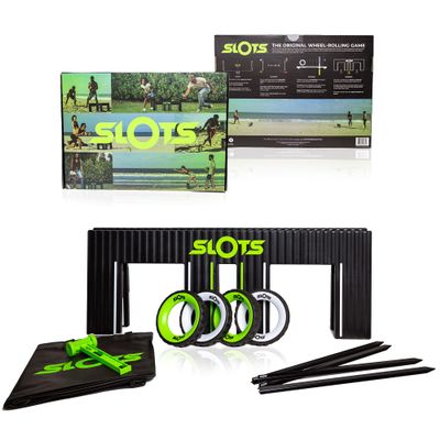 SLOTS - The Original Wheel-Rolling Outdoor Yard and Beach Game - A Family Friendly, Fun and Competitive Alternative to Other Yard Games Like Bags and Cornhole.