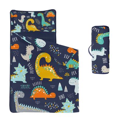 Datura home Space Nap Mat - Dinosaur Sleeping Bag with Removable Pillow - Daycare and Sleepovers Preschool Kindergarten Bedding Set for Kids Toddler Boys Girls (60"x21" Dinosaur)
