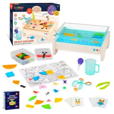 Battat Education Tracing Light Box for Kids Sensory Light Up Board Educational Toys for Toddlers Includes Double Sided Tracing Cards Bright Explorer