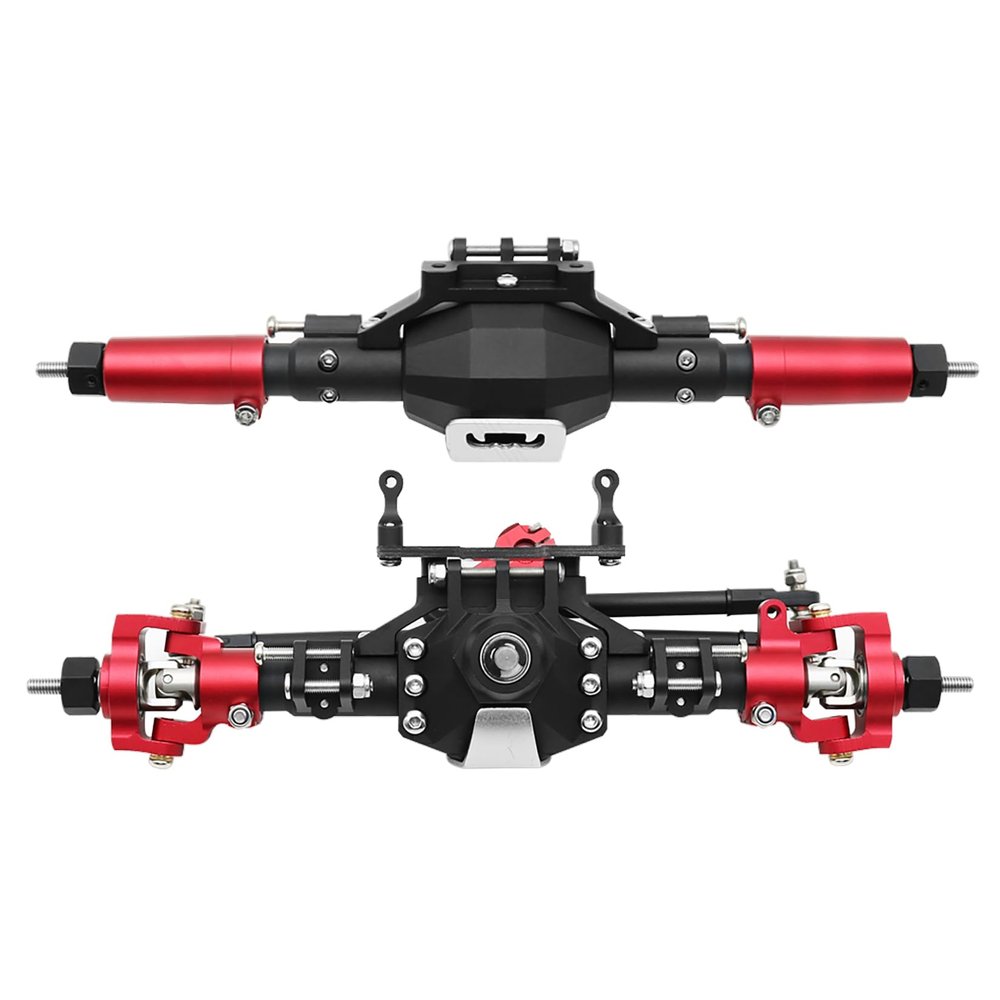 RXZIXYL CNC Aluminum Diamond-Shaped Aluminum Alloy Complete Front & Rear Axle for 1/10 RC Crawler Truck Axial SCX10 II 90046 90047 (RD Front Rear Axle)