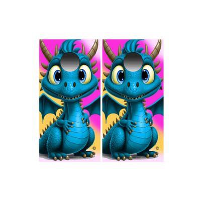 Cute Dragon Blue Funny Cornhole Wraps
